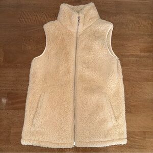 LOMON Sherpa Fleece Vest Small Cream Beige Teddy Zip Up Cozy Fall Winter Layer